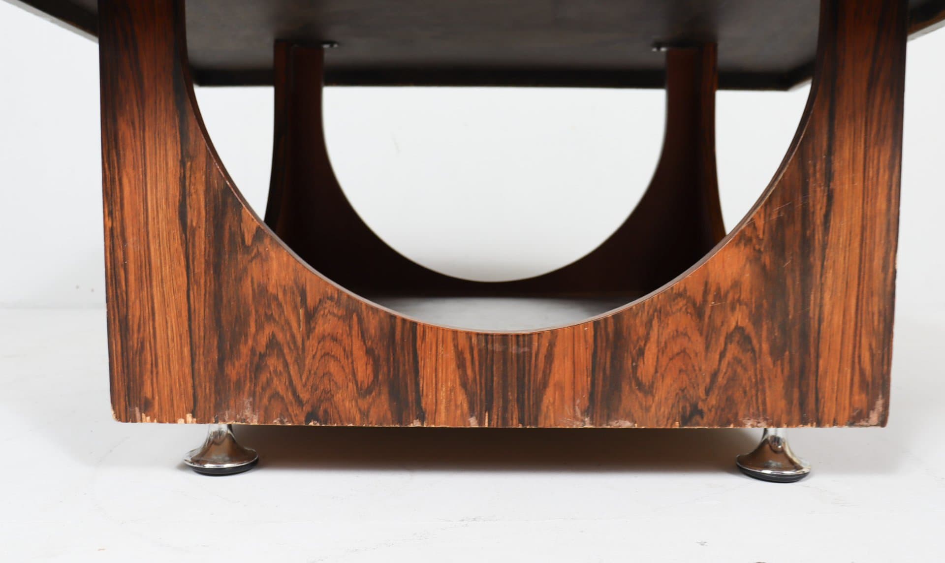 Stolik kawowy, aluminium srebrny, drewno brązowy, proj. H. Lilienthal, Niemcy, lata 70. - 276666