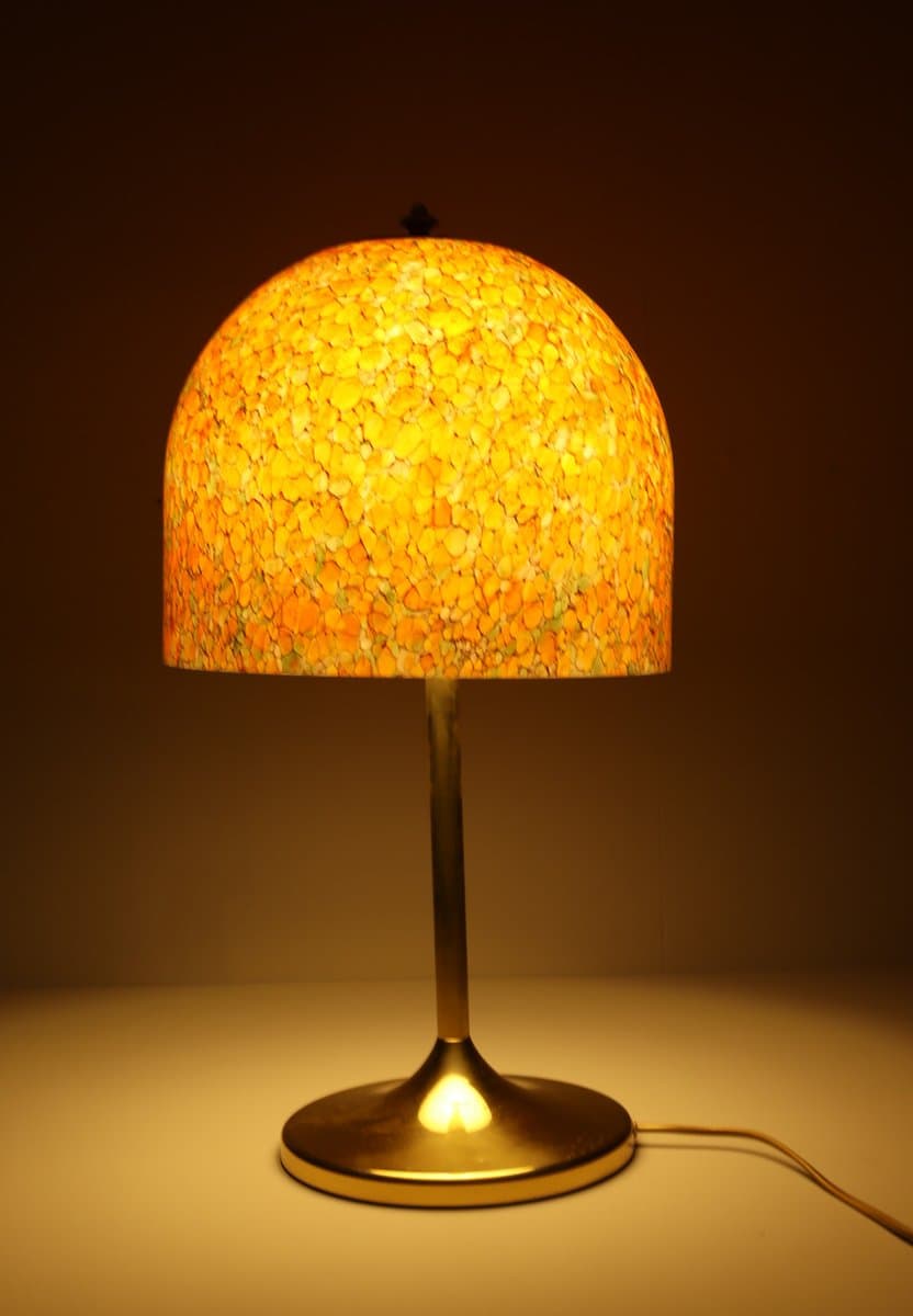 Lampa stołowa Mushroom, pomarańczowy, szkło, mosiądz, Peill & Putzler, Niemcy, lata 70. - 276648