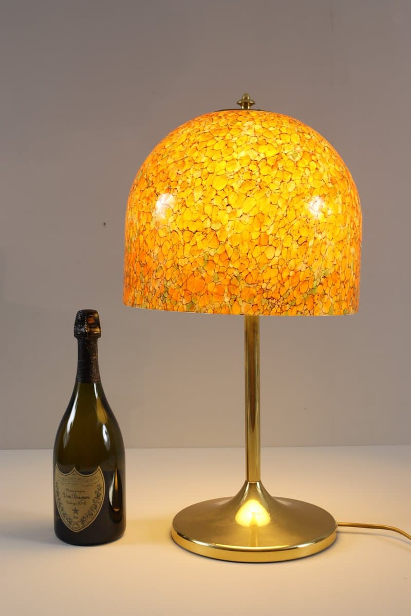 Lampa stołowa Mushroom, pomarańczowy, szkło, mosiądz, Peill & Putzler, Niemcy, lata 70. - 276647