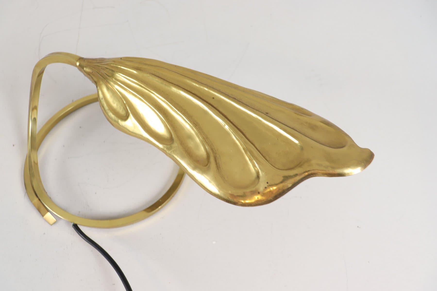 Lampa stołowa, złoty, mosiądz, proj. T. Barbi, Włochy, lata 70. - 276638