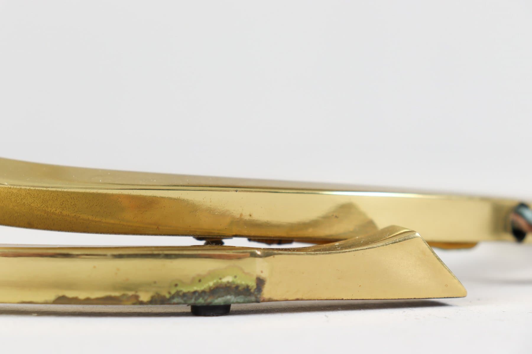 Lampa stołowa, złoty, mosiądz, proj. T. Barbi, Włochy, lata 70. - 276634