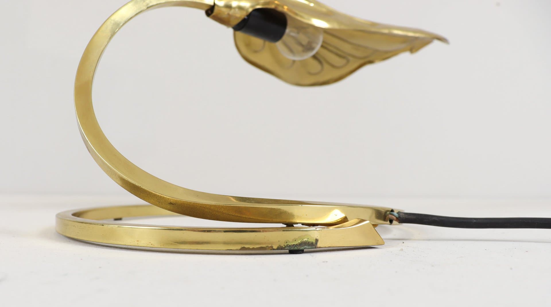 Lampa stołowa, złoty, mosiądz, proj. T. Barbi, Włochy, lata 70. - 276639