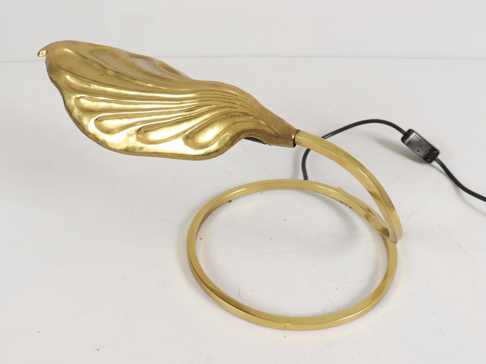 Lampa stołowa, złoty, mosiądz, proj. T. Barbi, Włochy, lata 70. - 276636