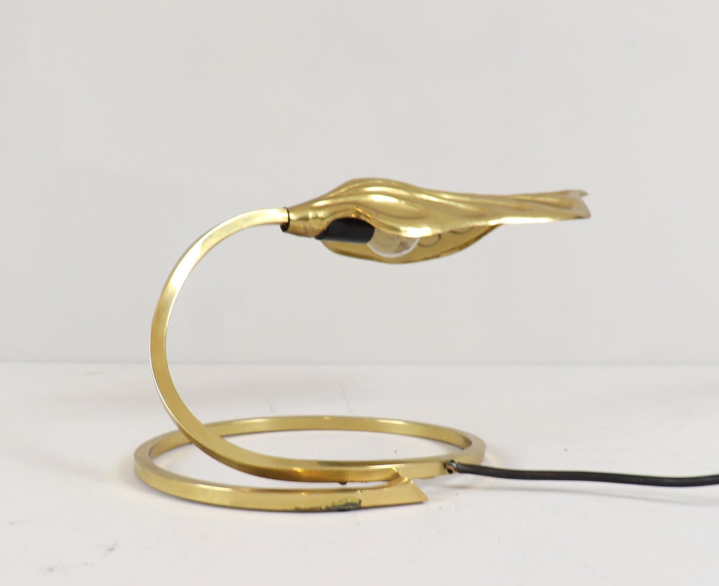 Lampa stołowa, złoty, mosiądz, proj. T. Barbi, Włochy, lata 70. - 276642