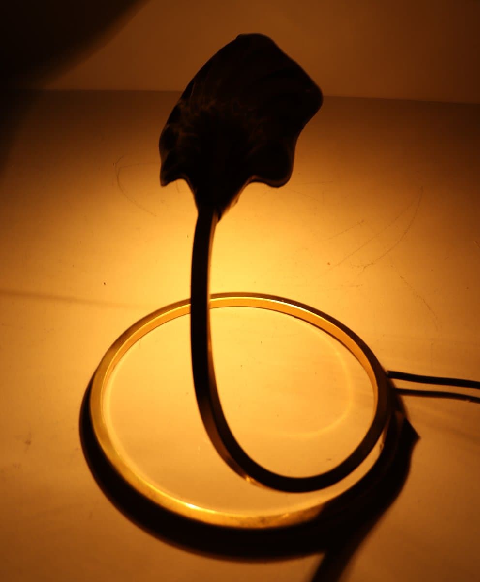 Lampa stołowa, złoty, mosiądz, proj. T. Barbi, Włochy, lata 70. - 276631