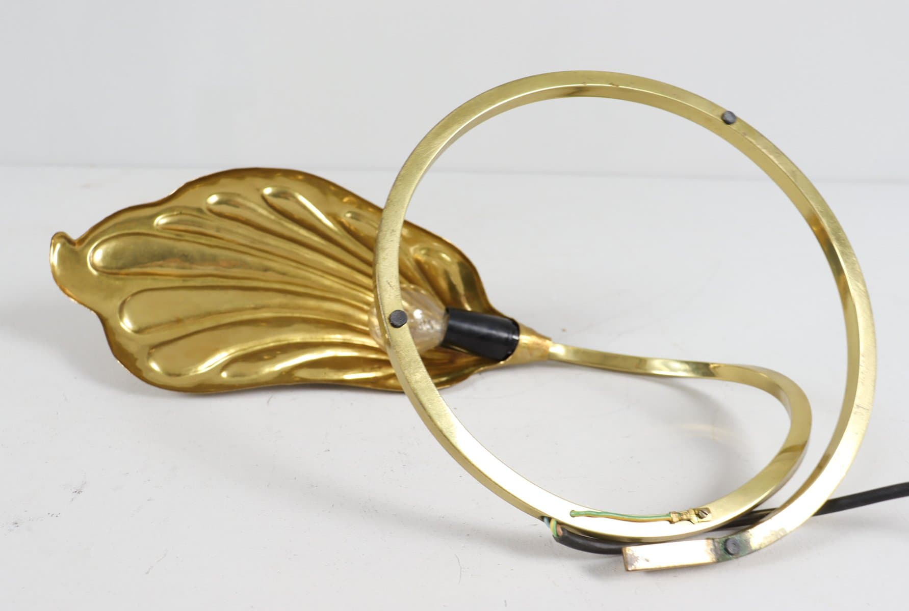 Lampa stołowa, złoty, mosiądz, proj. T. Barbi, Włochy, lata 70. - 276640