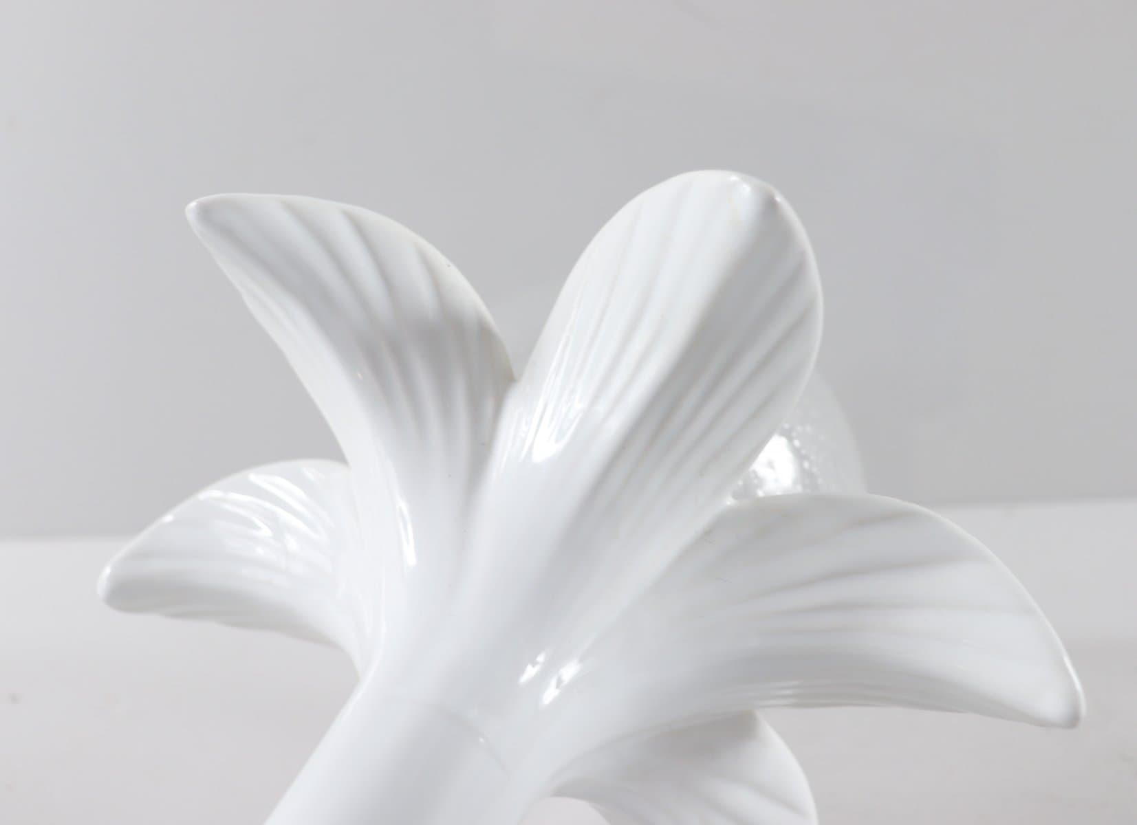 Para lamp stołowych Hollywood Regency, porcelana biała, szkło białe, Włochy, lata 70. - 276618