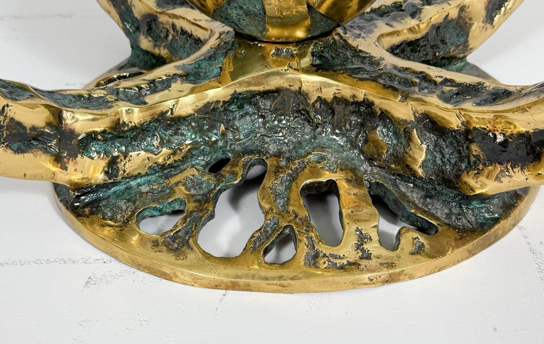 Stolik kawowy Octo, szkło, brąz złoty, proj. H. Fernandez, Francja, lata 70. - 276570