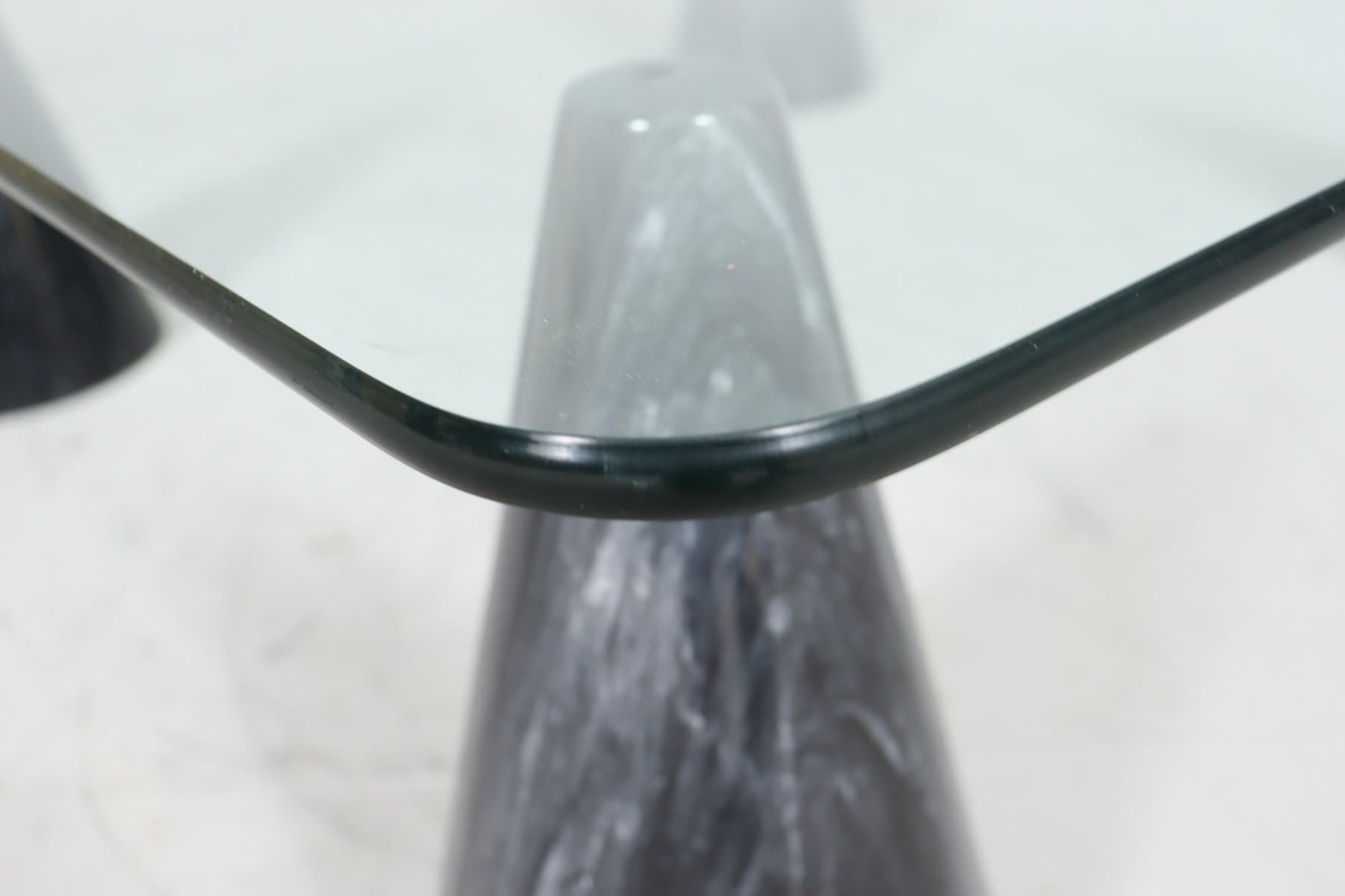 Stolik kawowy, marmur czarny, szkło przezroczyste, Włochy, lata 80. - 276542