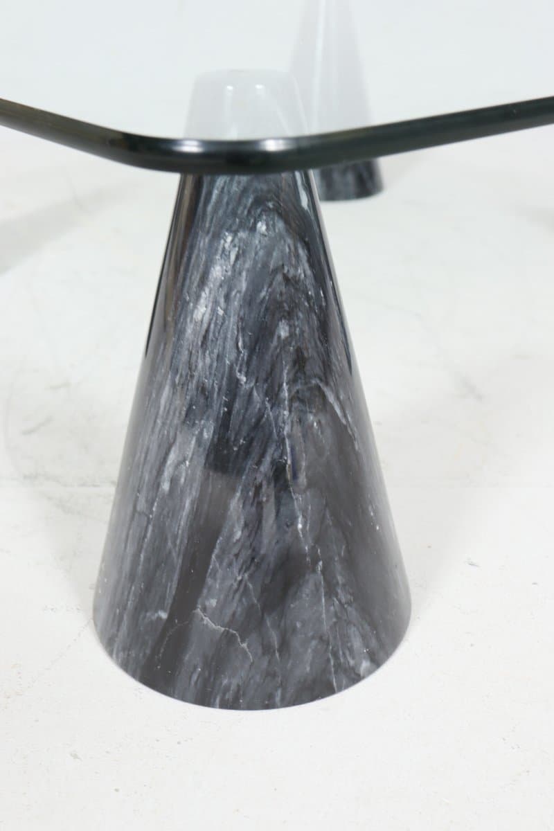 Stolik kawowy, marmur czarny, szkło przezroczyste, Włochy, lata 80. - 276541