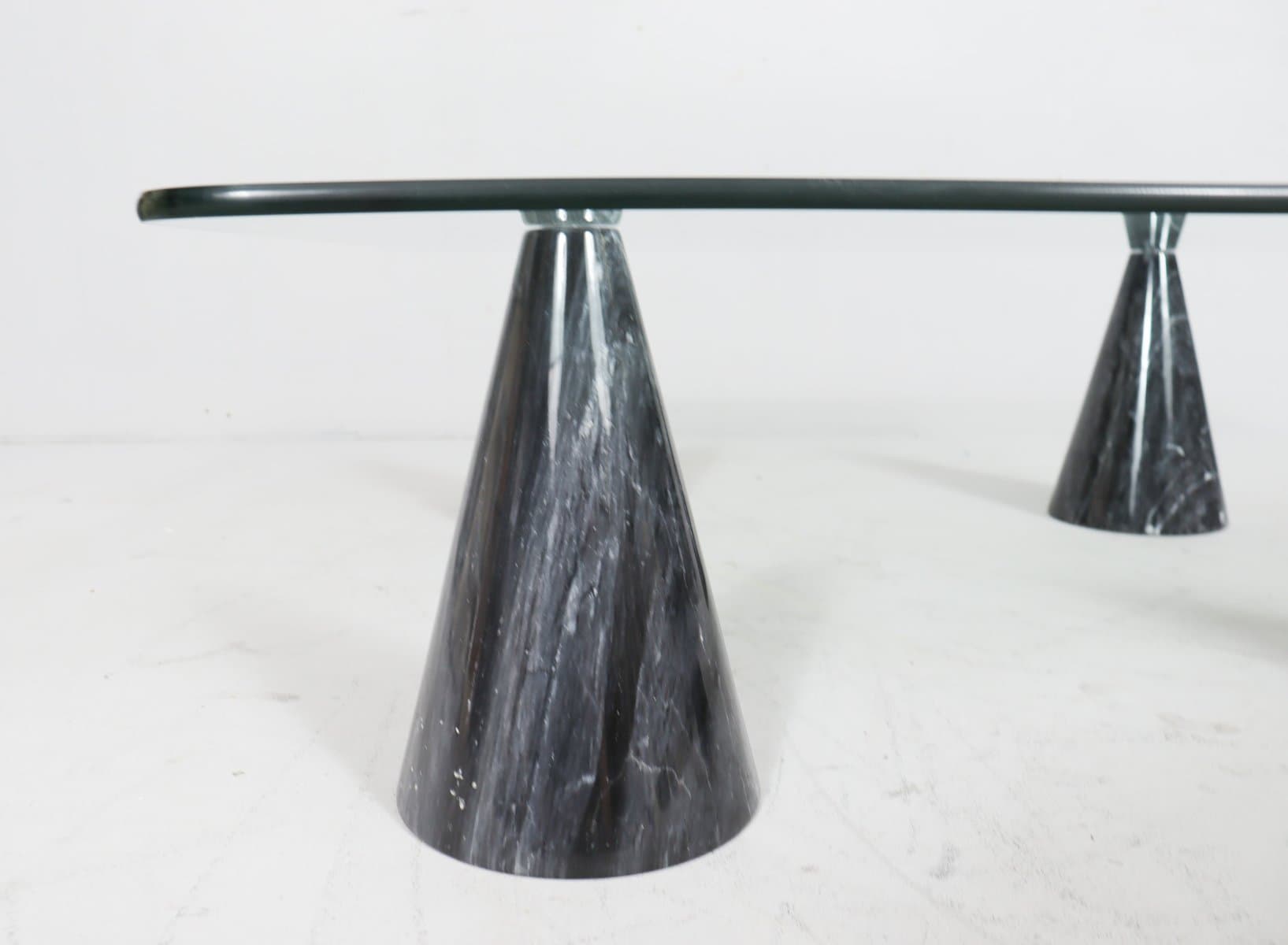 Stolik kawowy, marmur czarny, szkło przezroczyste, Włochy, lata 80. - 276534