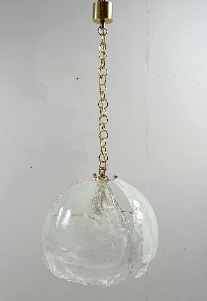 Lampa wisząca Murano, transparent, szkło, Kaiser Leuchten, Niemcy, lata 60. - 277137