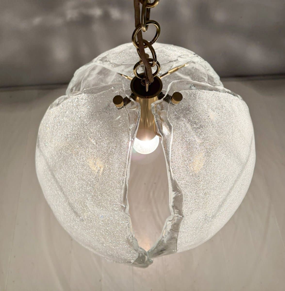Lampa wisząca Murano, transparent, szkło, Kaiser Leuchten, Niemcy, lata 60. - 277126