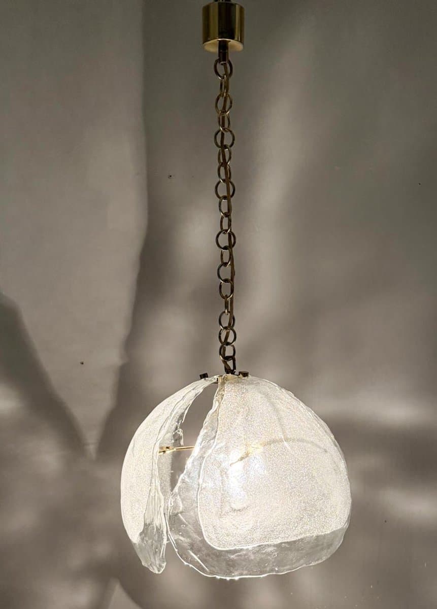 Lampa wisząca Murano, transparent, szkło, Kaiser Leuchten, Niemcy, lata 60. - 277125