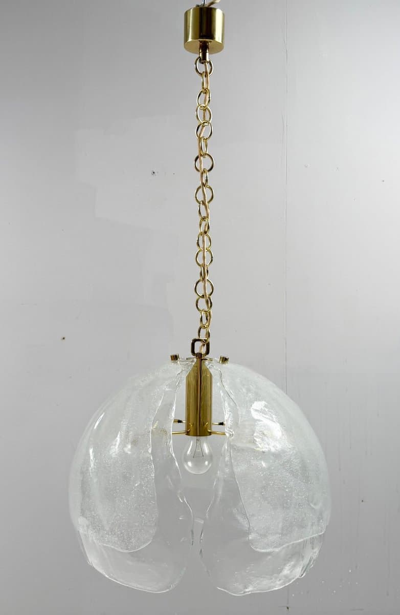 Lampa wisząca Murano, transparent, szkło, Kaiser Leuchten, Niemcy, lata 60. - 277124