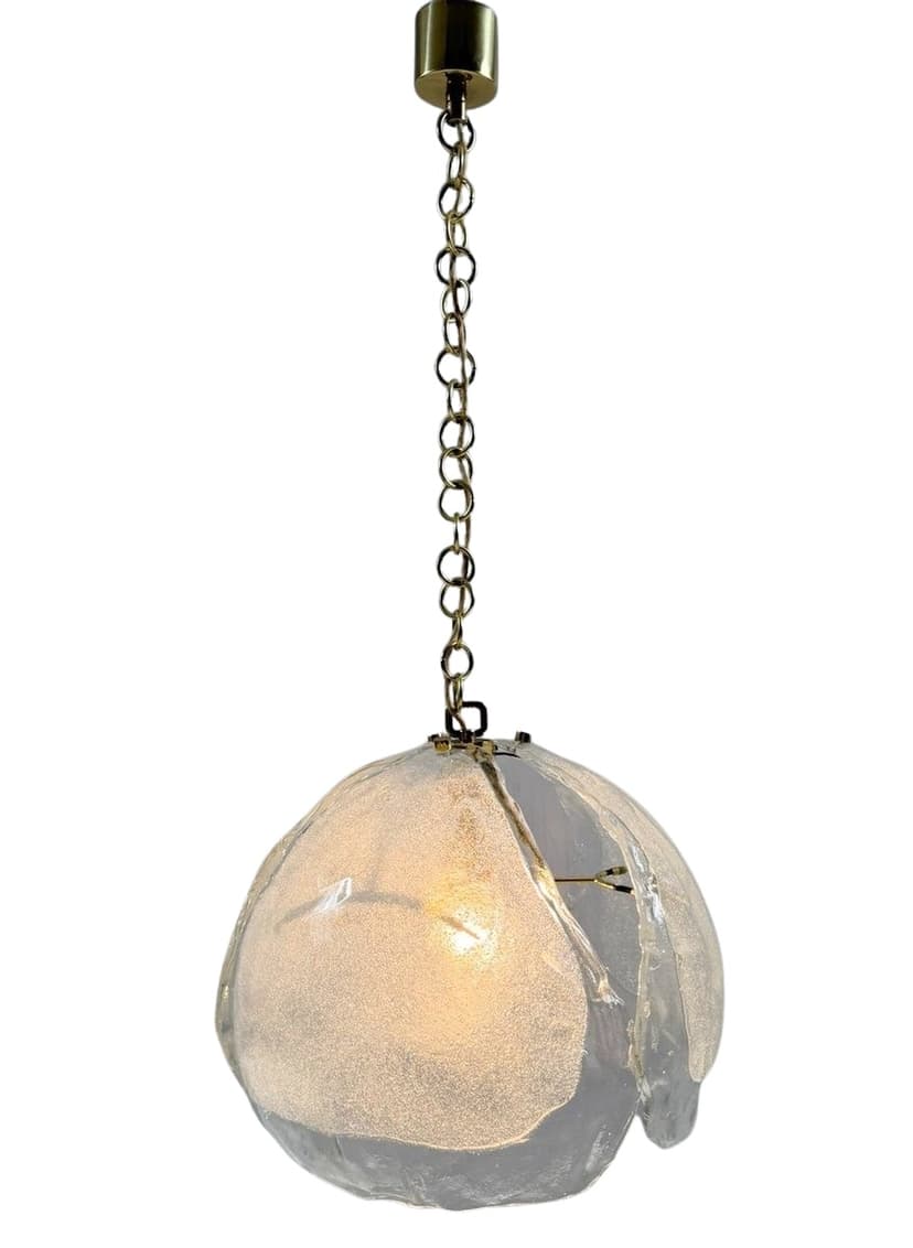 Lampa wisząca Murano, transparent, szkło, Kaiser Leuchten, Niemcy, lata 60.