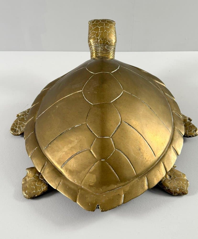 Figurka żółwia Hollywood Regency, brązowy, mosiądz, Francja, lata 70. - 277111
