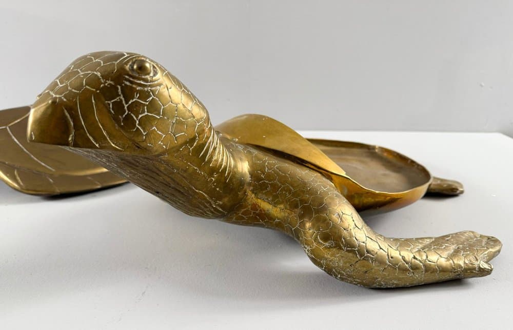 Figurka żółwia Hollywood Regency, brązowy, mosiądz, Francja, lata 70. - 277102