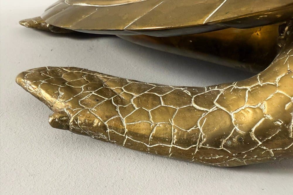 Figurka żółwia Hollywood Regency, brązowy, mosiądz, Francja, lata 70. - 277119