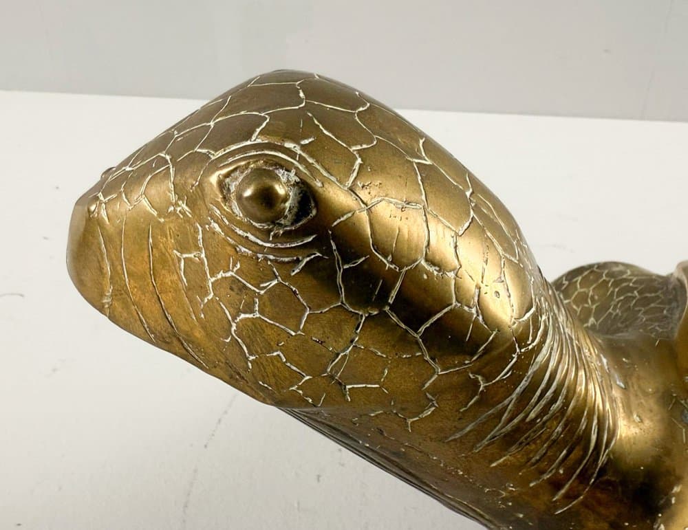 Figurka żółwia Hollywood Regency, brązowy, mosiądz, Francja, lata 70. - 277110