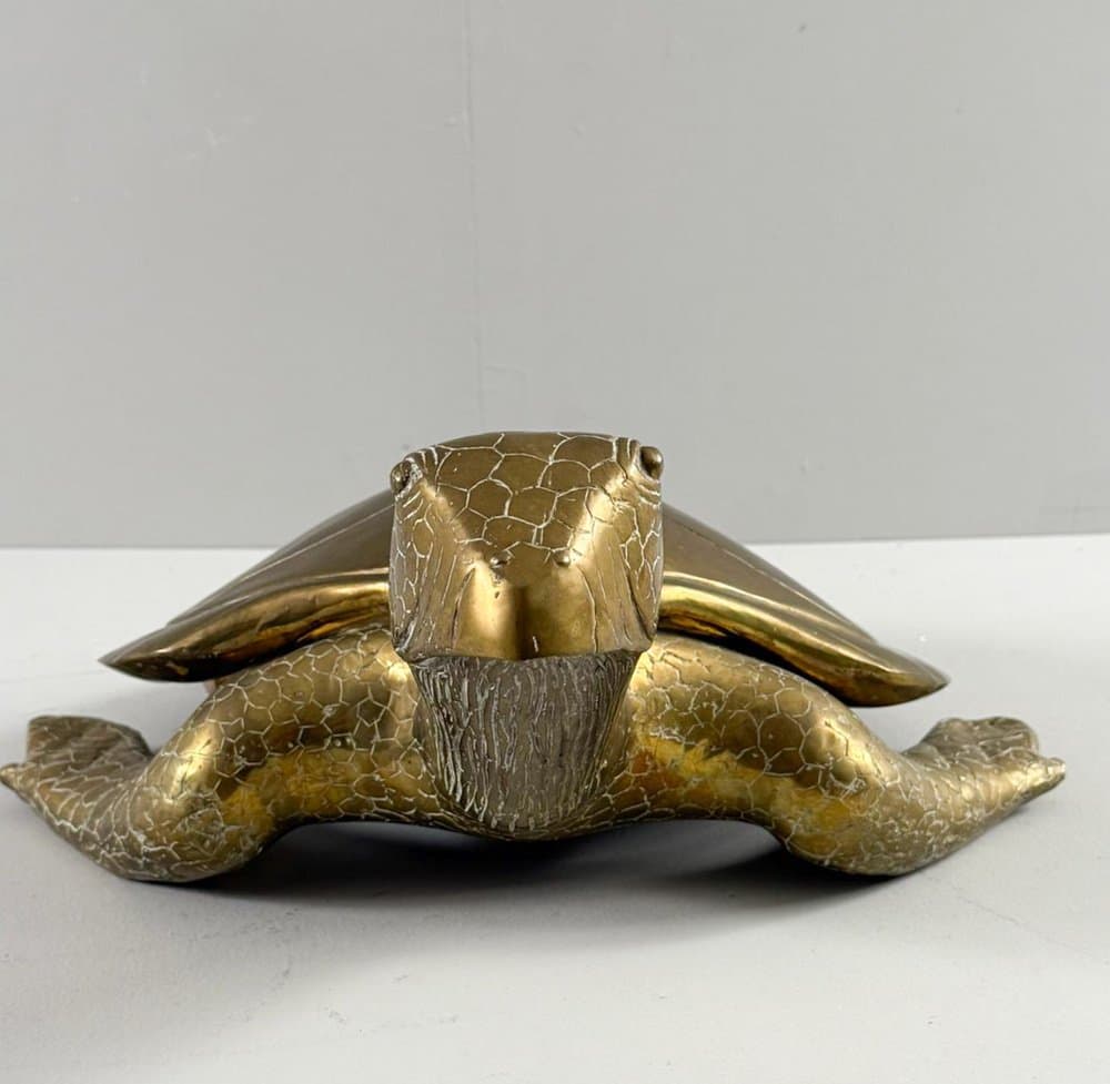 Figurka żółwia Hollywood Regency, brązowy, mosiądz, Francja, lata 70. - 277103