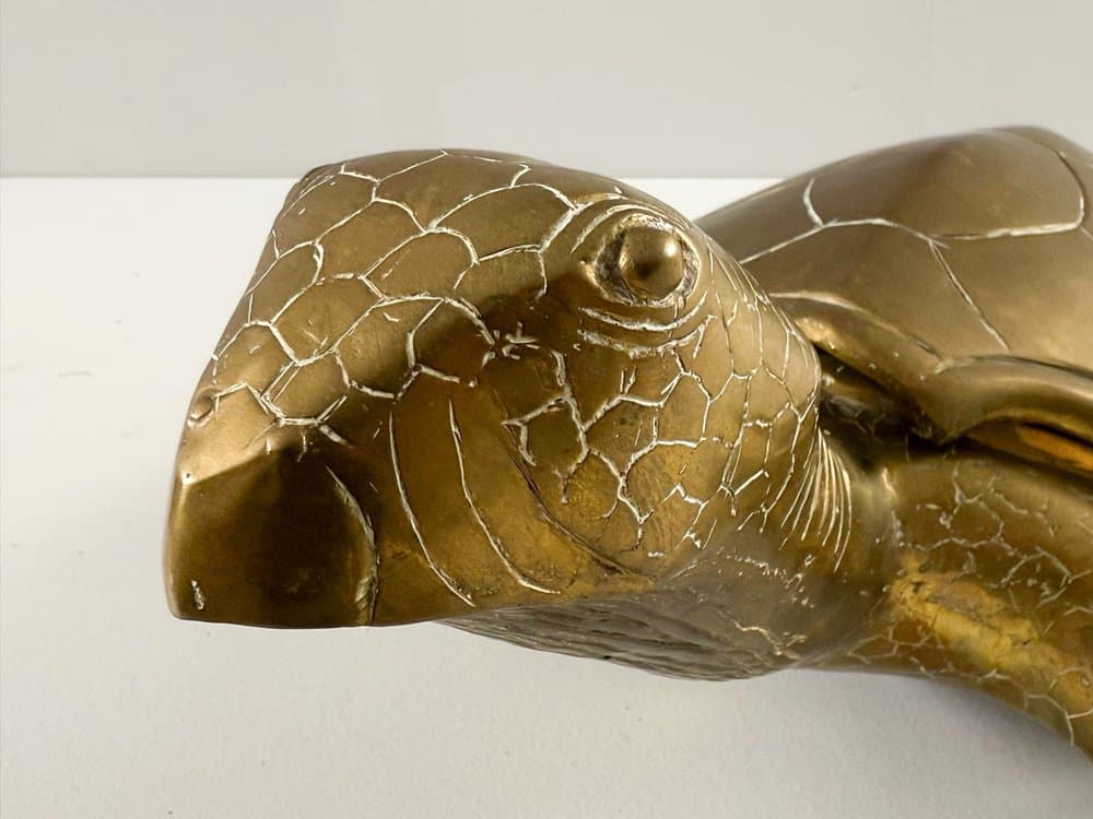 Figurka żółwia Hollywood Regency, brązowy, mosiądz, Francja, lata 70. - 277116