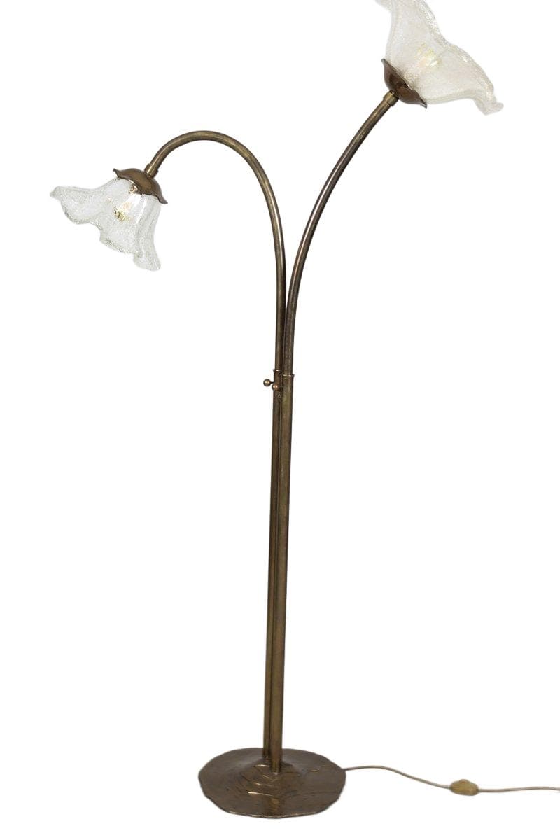 Lampa podłogowa Brutalist, brąz, brąz kryształ, proj. L. Klute, Niemcy, lata 80.