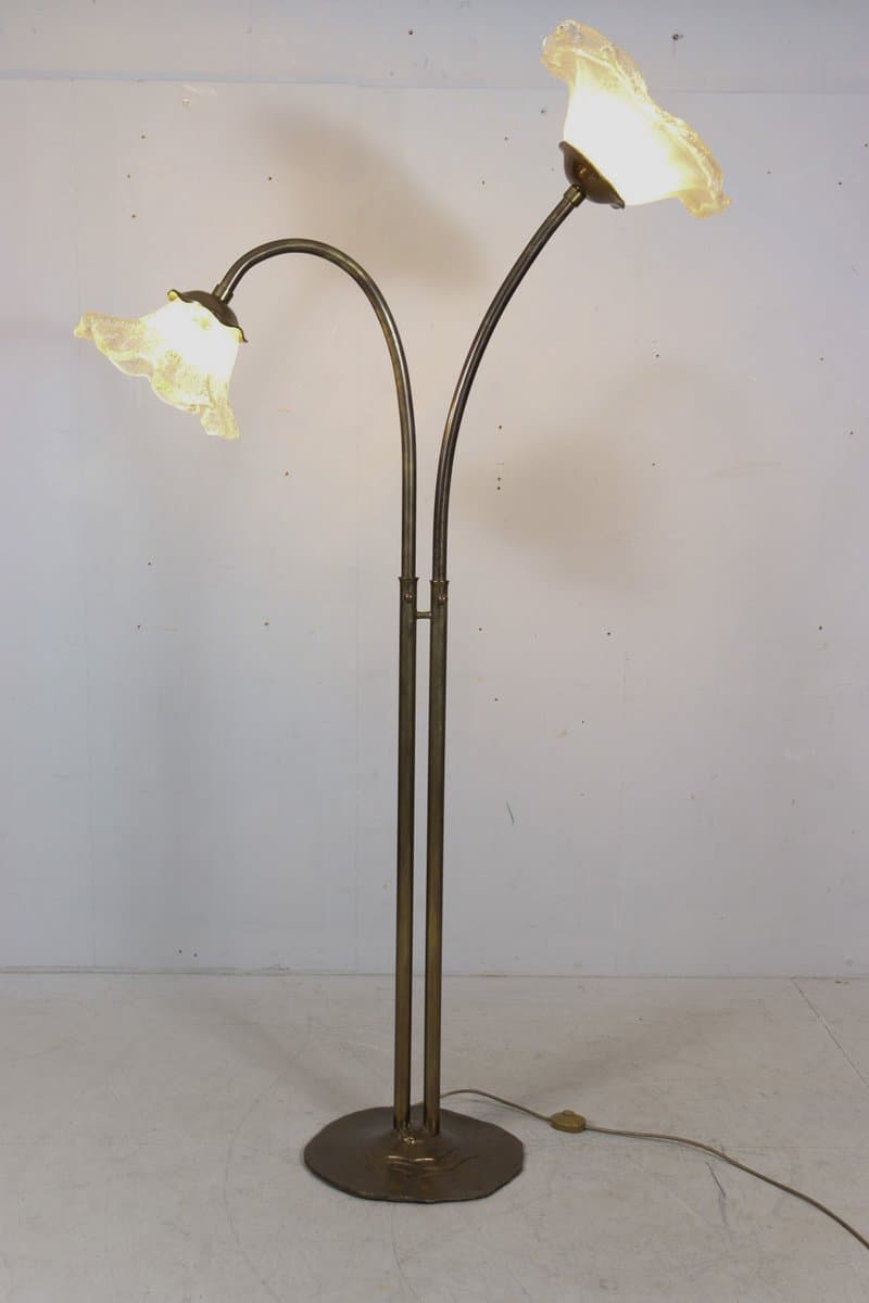 Lampa podłogowa Brutalist, brąz, brąz kryształ, proj. L. Klute, Niemcy, lata 80. - 277064