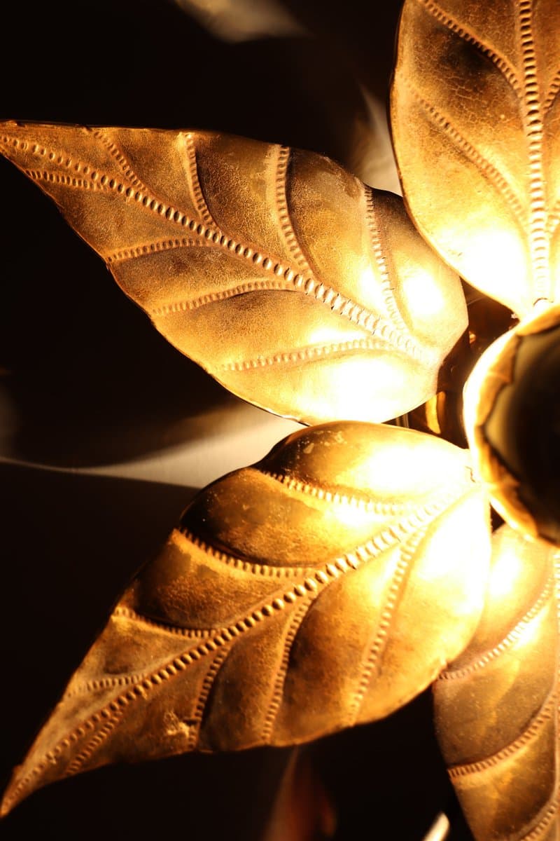 Para kinkietów Hollywood Regency, złoty, mosiądz, proj. W. Daro, Belgia, lata 70. - 276996