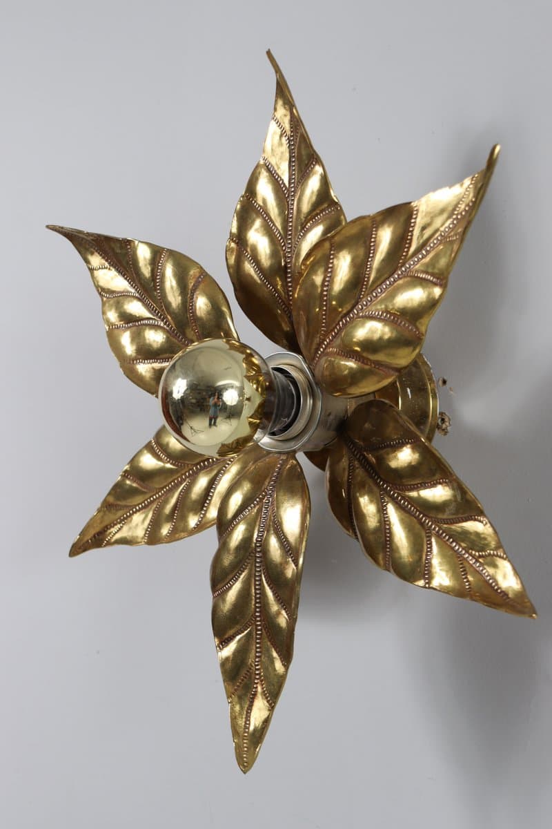 Para kinkietów Hollywood Regency, złoty, mosiądz, proj. W. Daro, Belgia, lata 70. - 276994