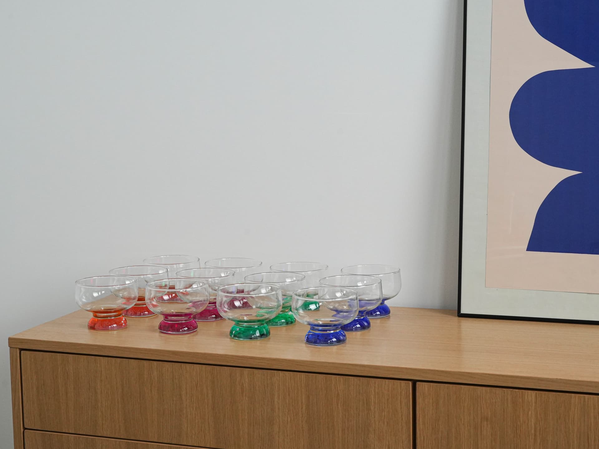 Komplet pucharków deserowych, multicolor, szkło, Włochy, lata 70. - 276926