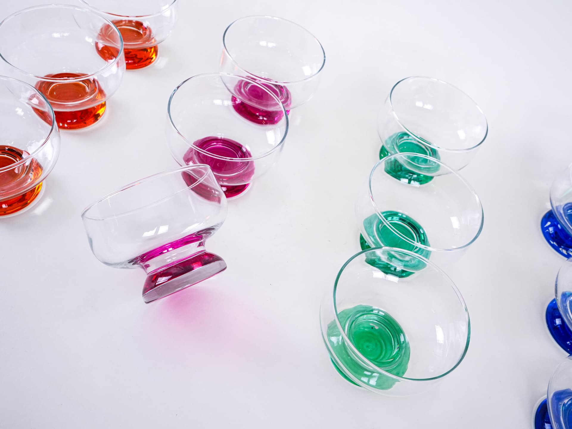 Komplet pucharków deserowych, multicolor, szkło, Włochy, lata 70. - 276925