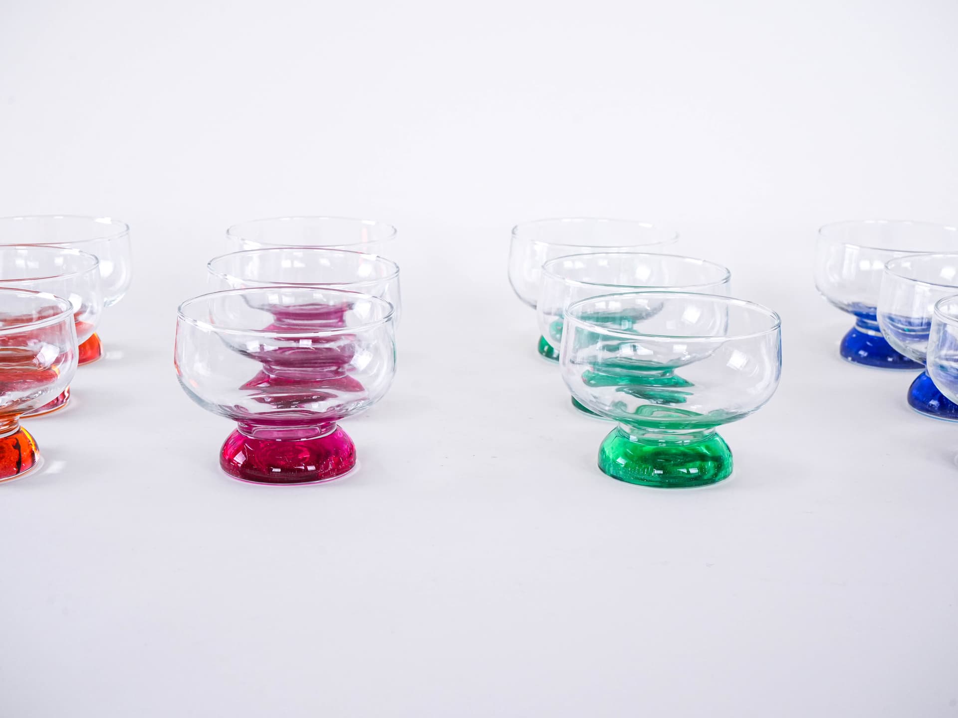 Komplet pucharków deserowych, multicolor, szkło, Włochy, lata 70. - 276924