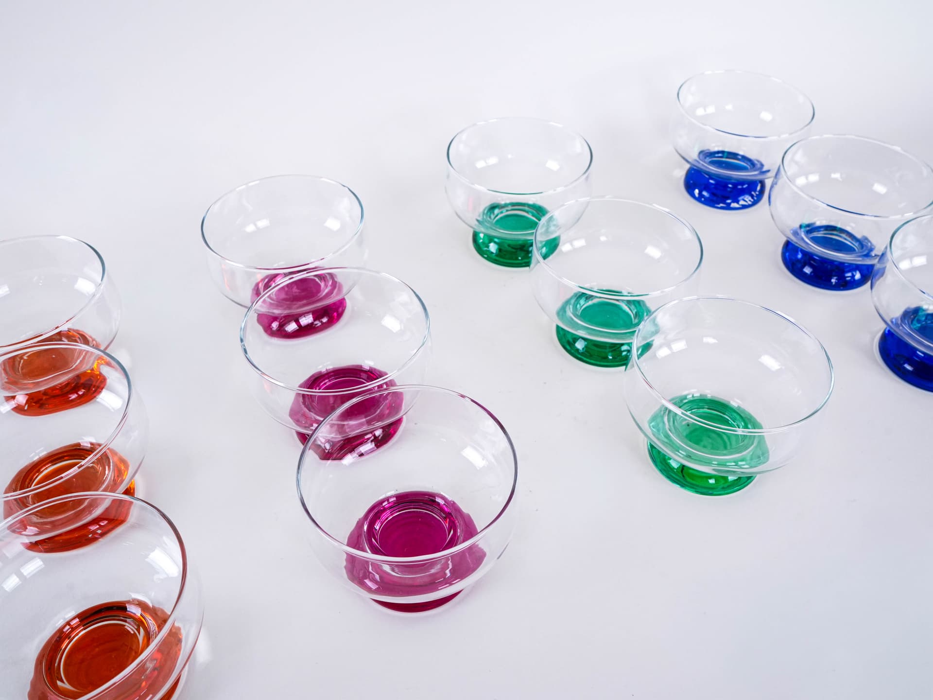 Komplet pucharków deserowych, multicolor, szkło, Włochy, lata 70. - 276927