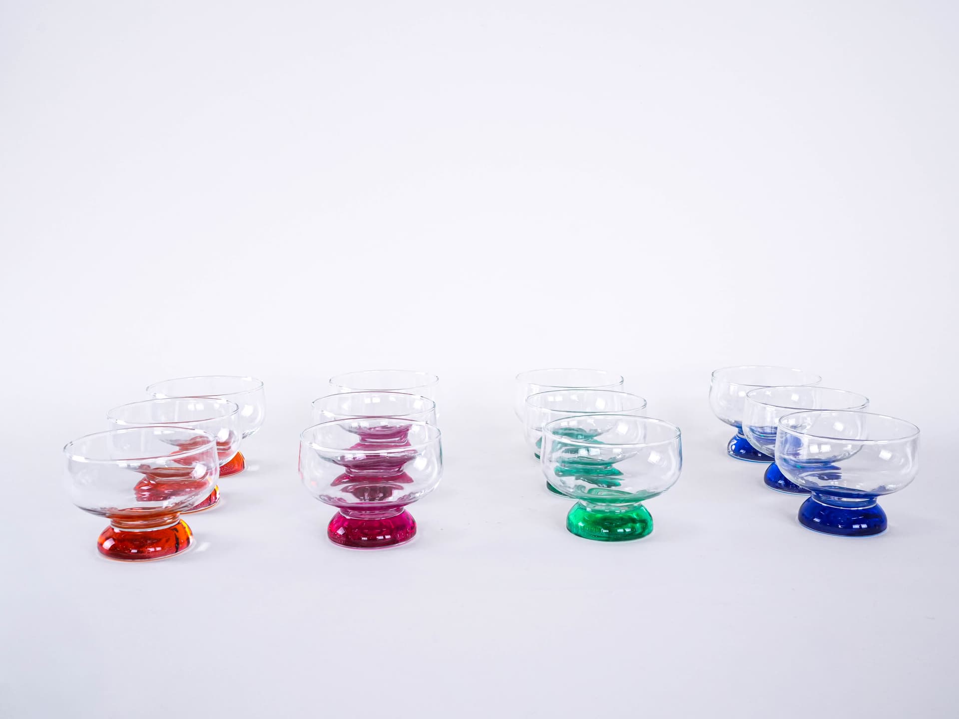 Komplet pucharków deserowych, multicolor, szkło, Włochy, lata 70. - 276919