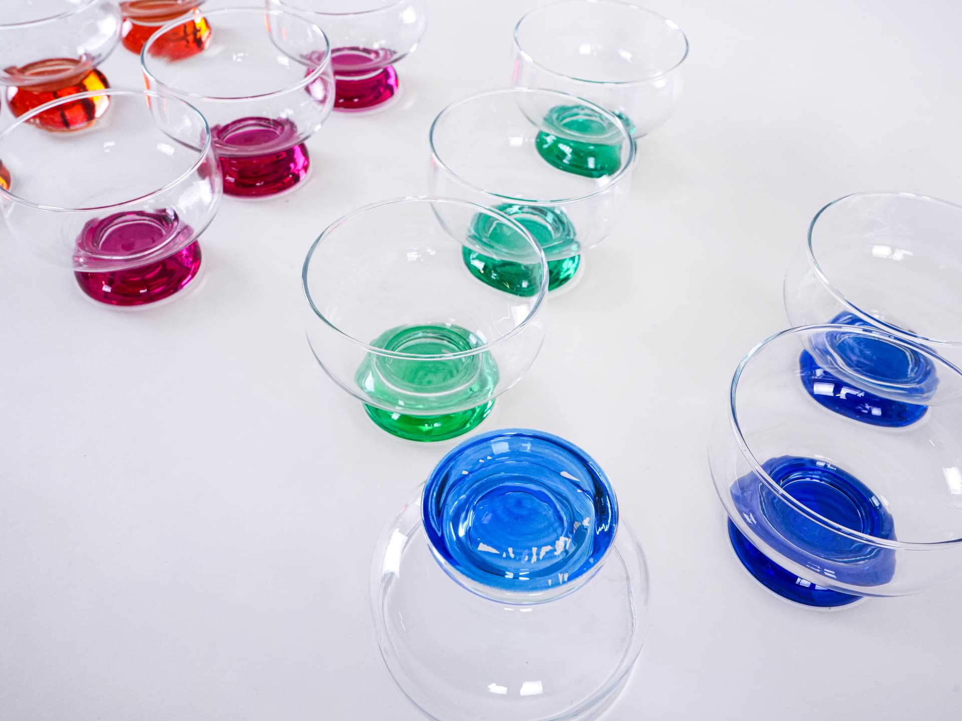 Komplet pucharków deserowych, multicolor, szkło, Włochy, lata 70. - 276923