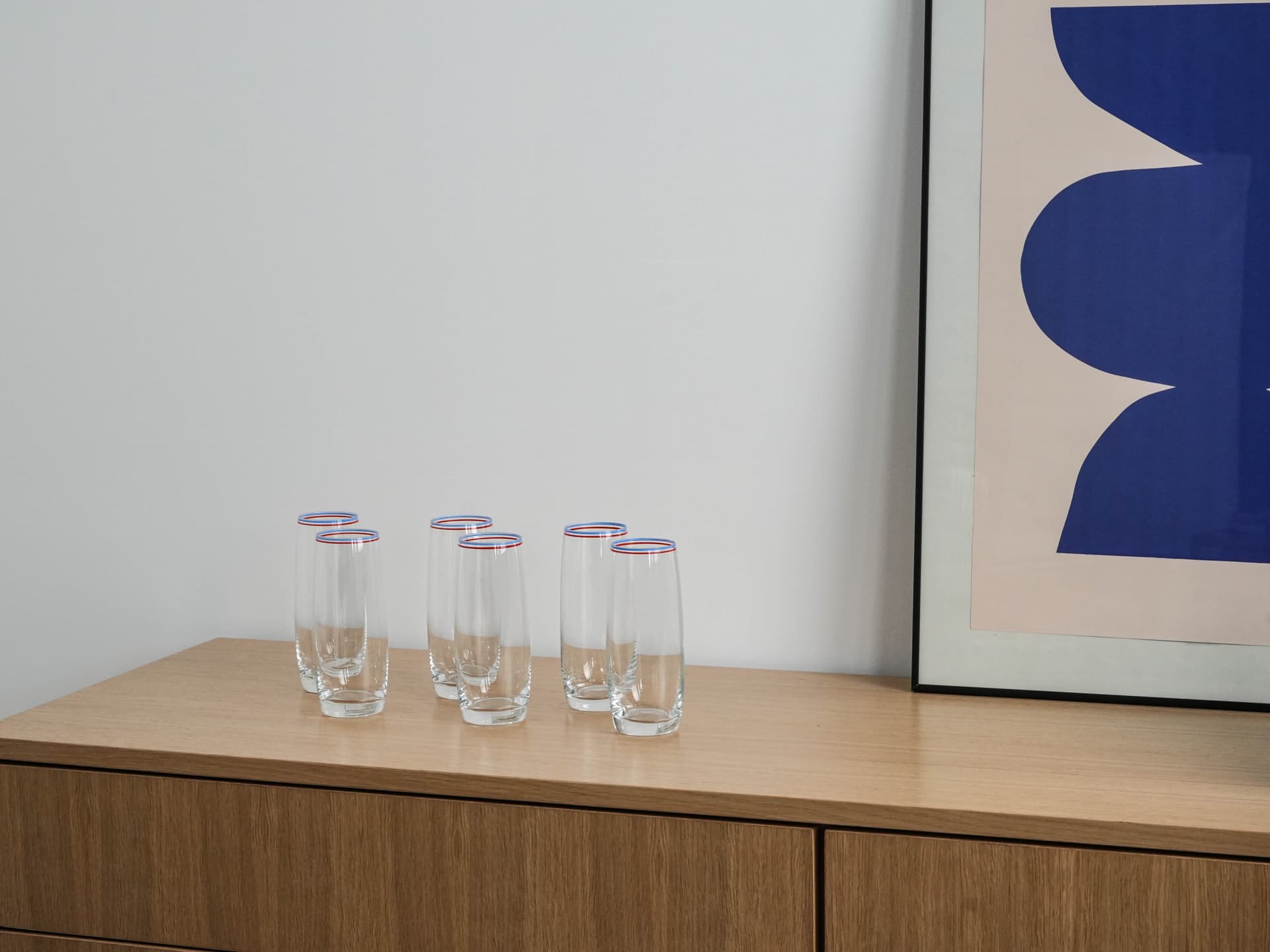 Komplet sześciu szklanek, transparentne szkło, Włochy, lata 70. - 276939