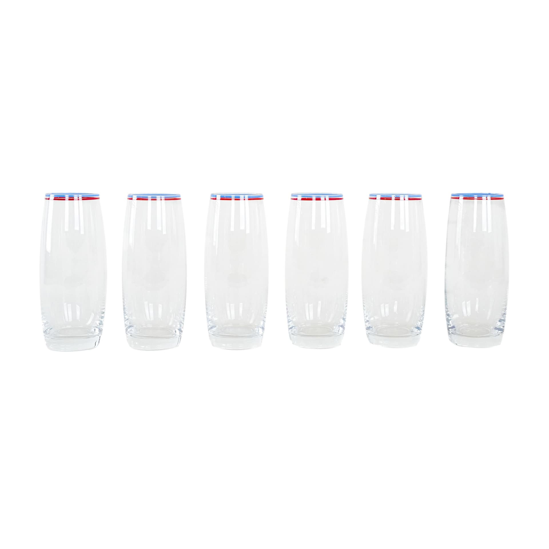 Komplet sześciu szklanek, transparentne szkło, Włochy, lata 70.