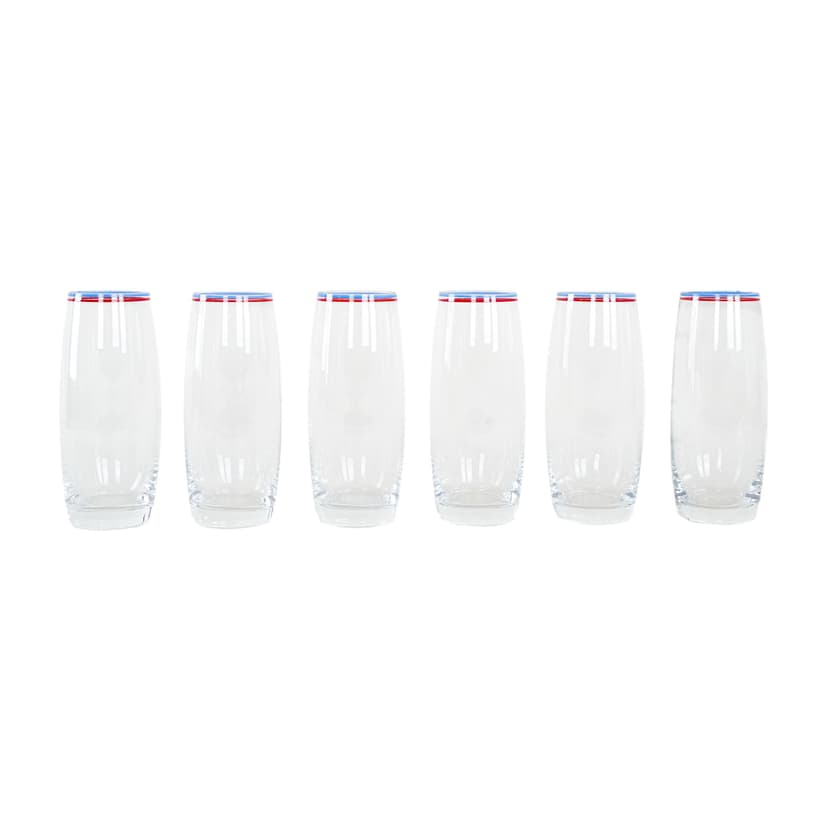 Komplet sześciu szklanek, transparentne szkło, Włochy, lata 70.