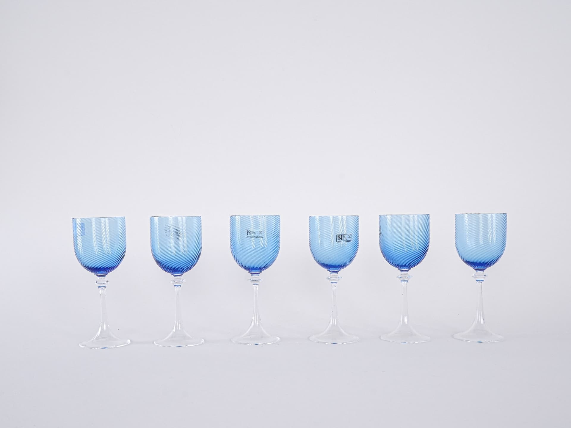 Zestaw kieliszków Murano, niebieski, szkło, Włochy, lata 70. - 277167