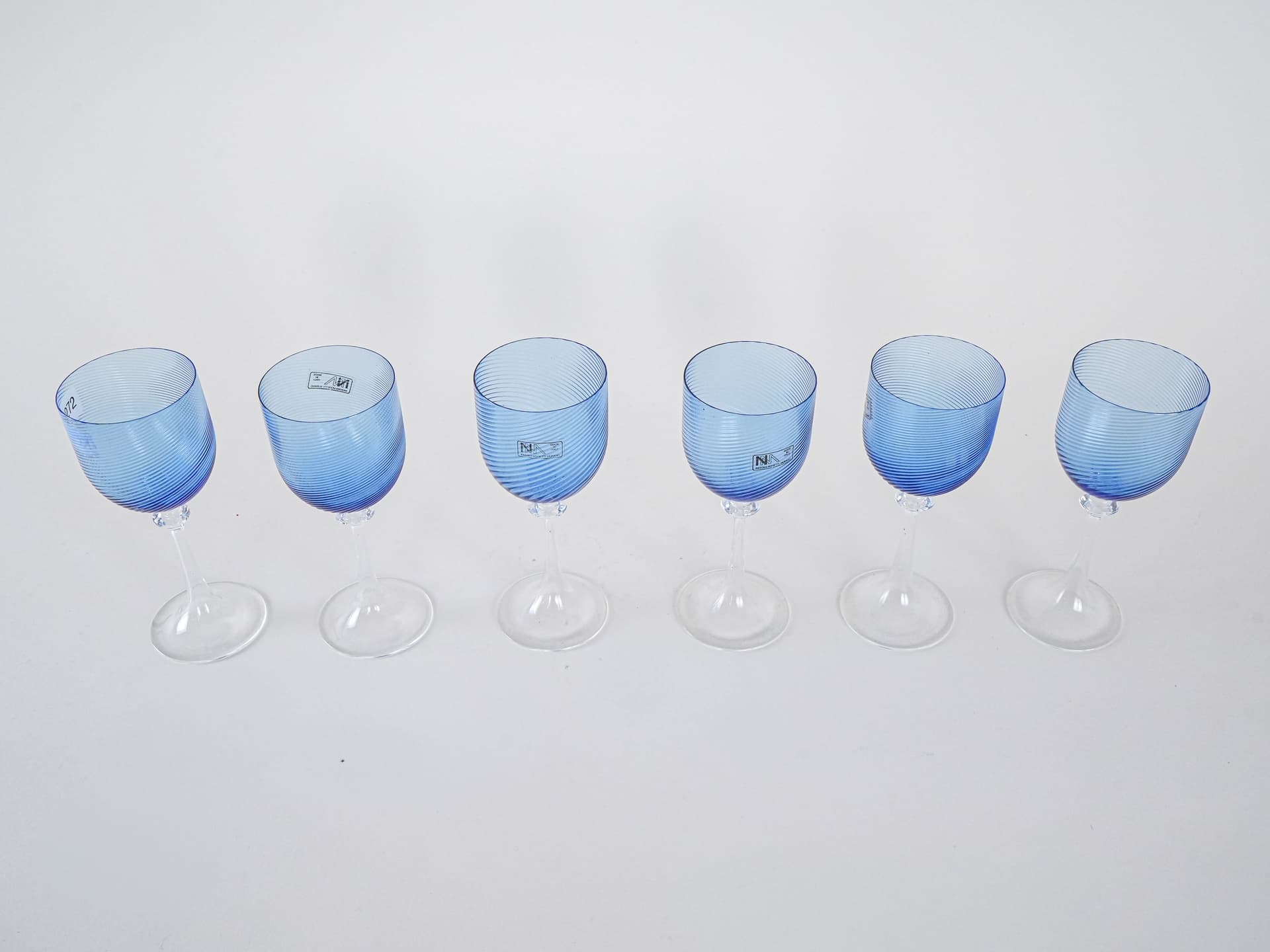 Zestaw kieliszków Murano, niebieski, szkło, Włochy, lata 70. - 277169