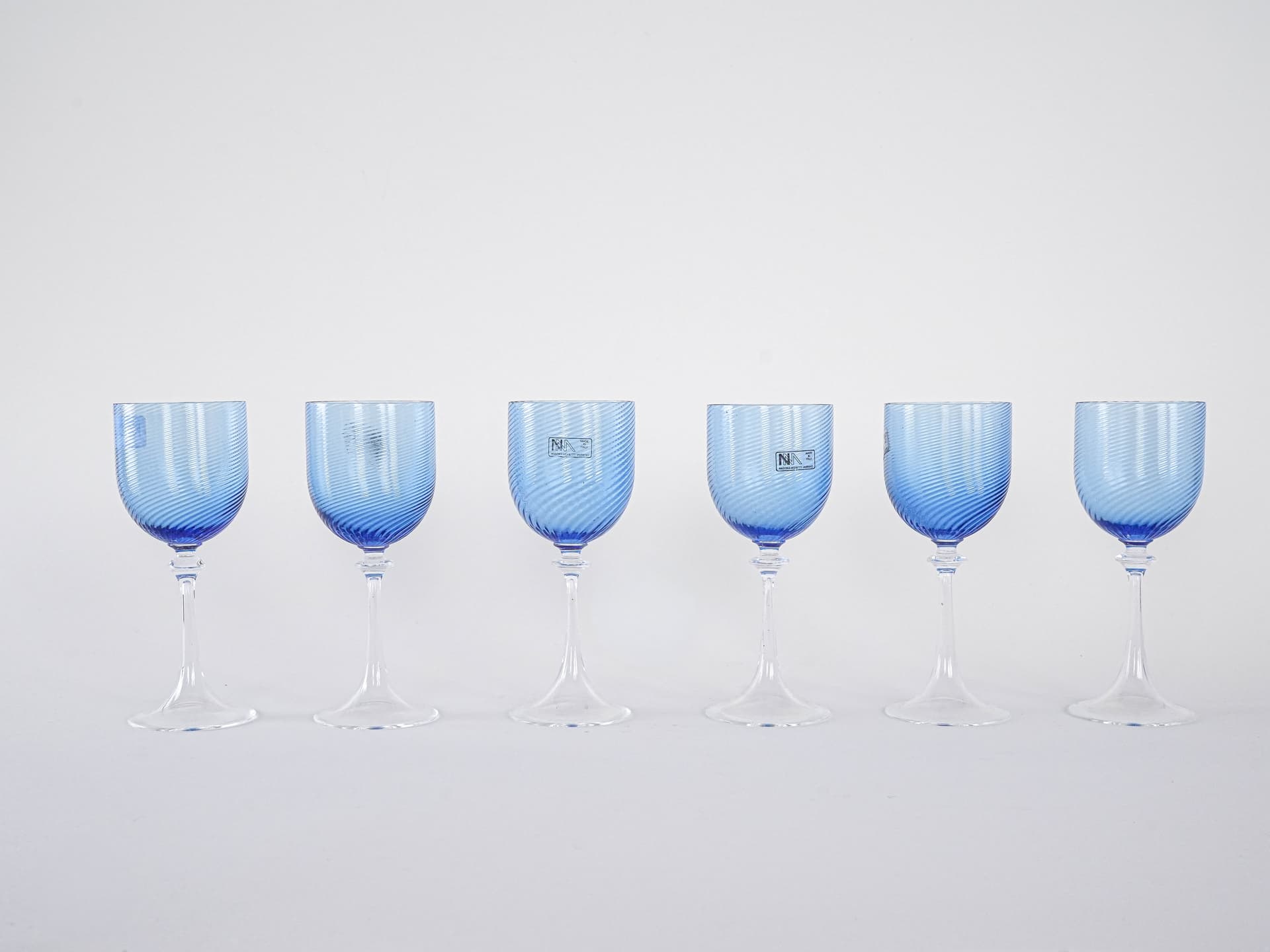 Zestaw kieliszków Murano, niebieski, szkło, Włochy, lata 70. - 277168