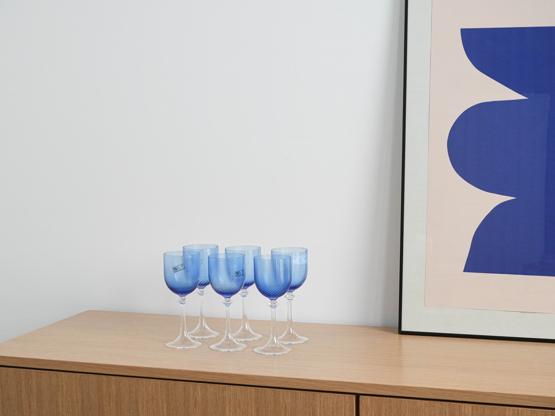 Zestaw kieliszków Murano, niebieski, szkło, Włochy, lata 70. - 277170