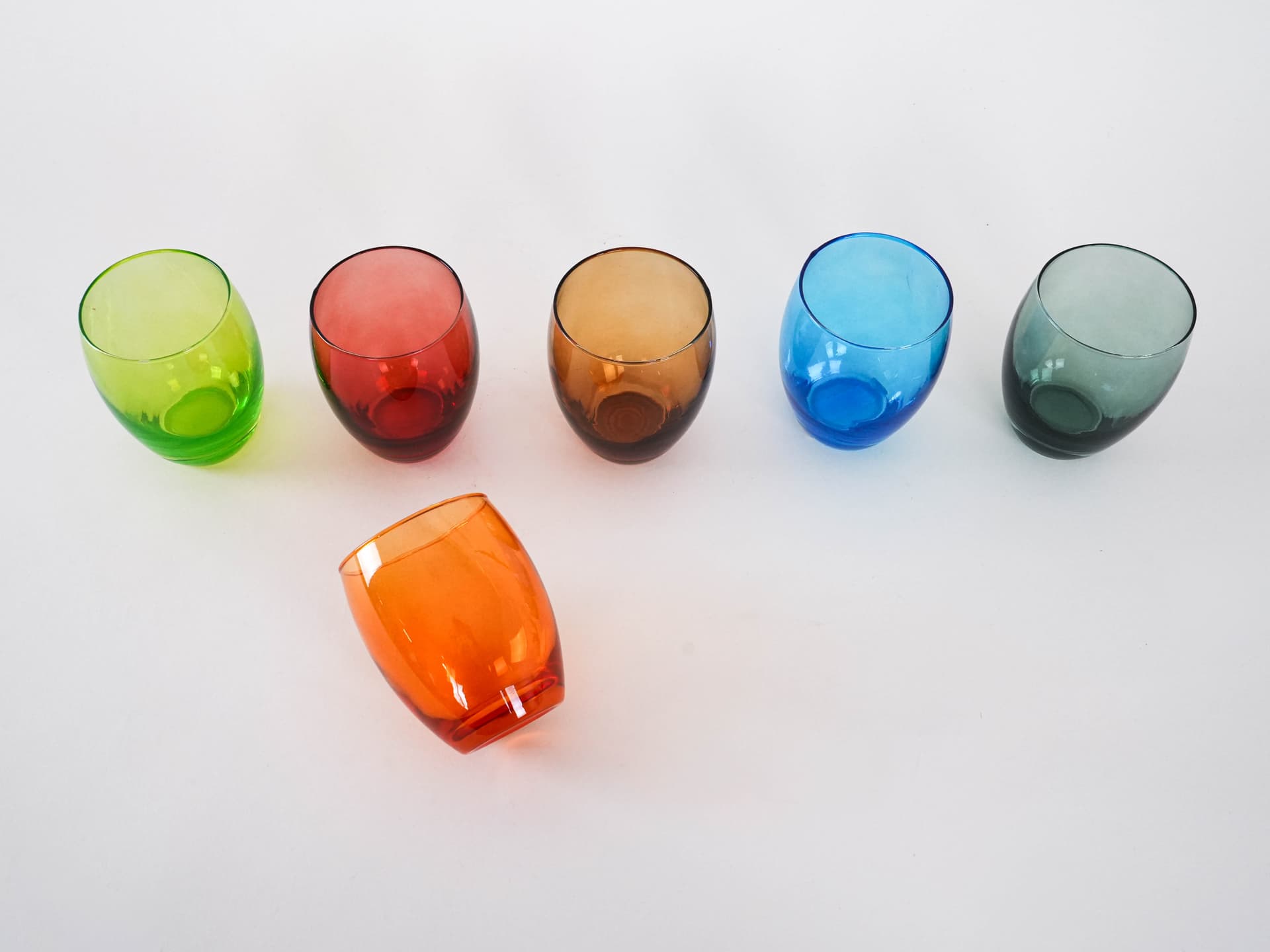 Komplet szklanek, multikolor, szkło barwione, Włochy, lata 70. - 277182