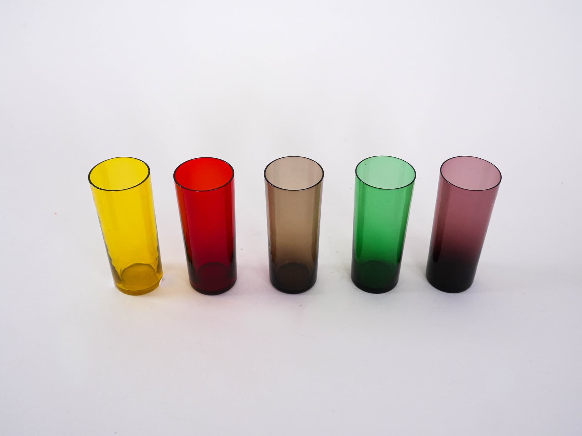 Zestaw szklanek, multikolor, szkło barwione, Włochy, lata 70. - 277197