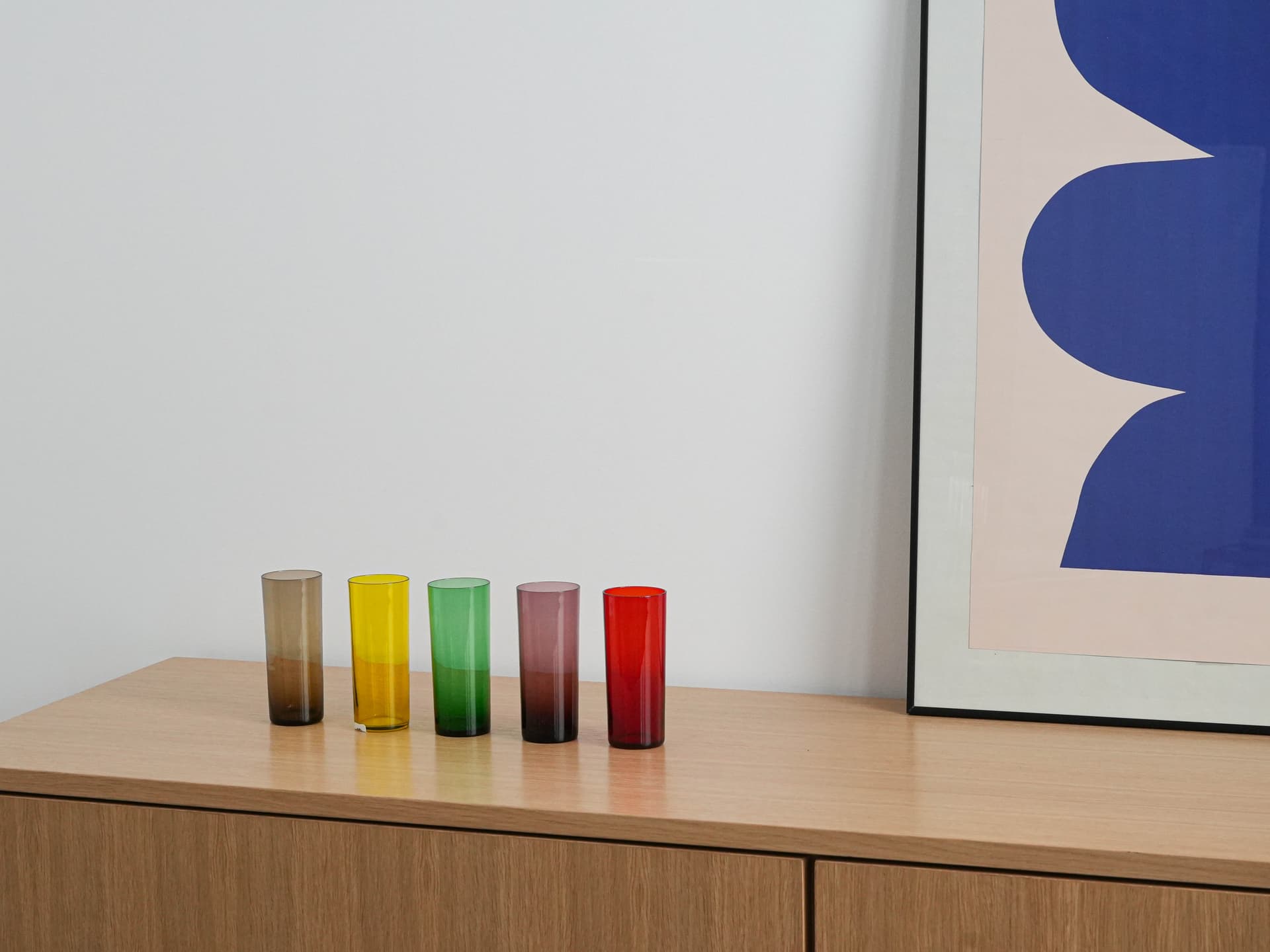 Zestaw szklanek, multikolor, szkło barwione, Włochy, lata 70. - 277195