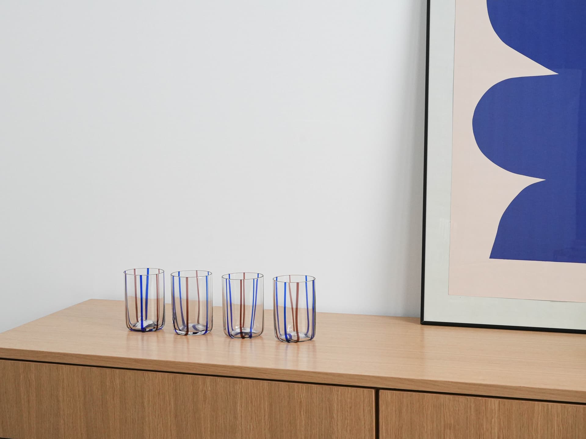 Komplet czterech szklanek, multikolor, szkło, Włochy, lata 70. - 277200