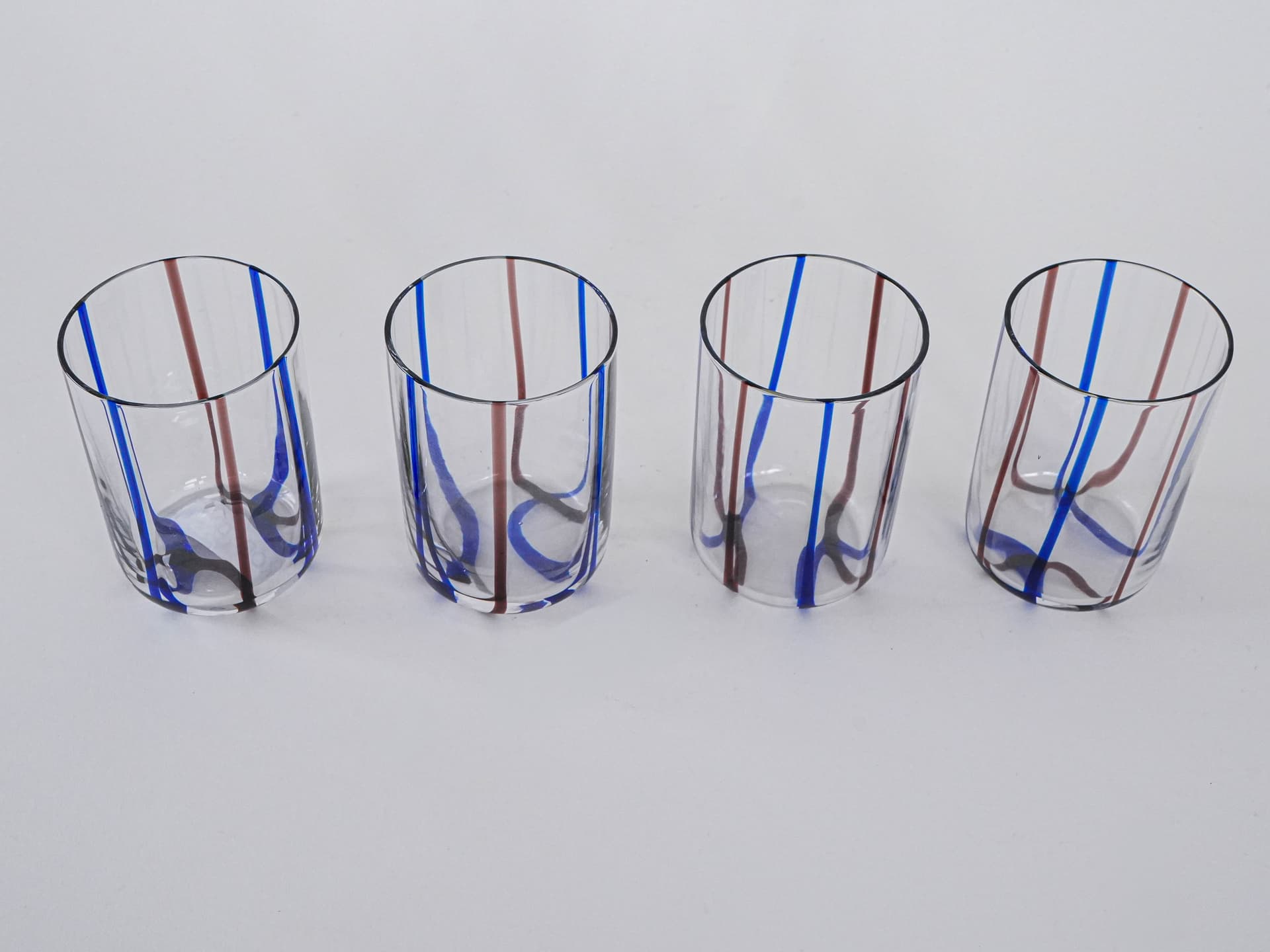 Komplet czterech szklanek, multikolor, szkło, Włochy, lata 70. - 277202