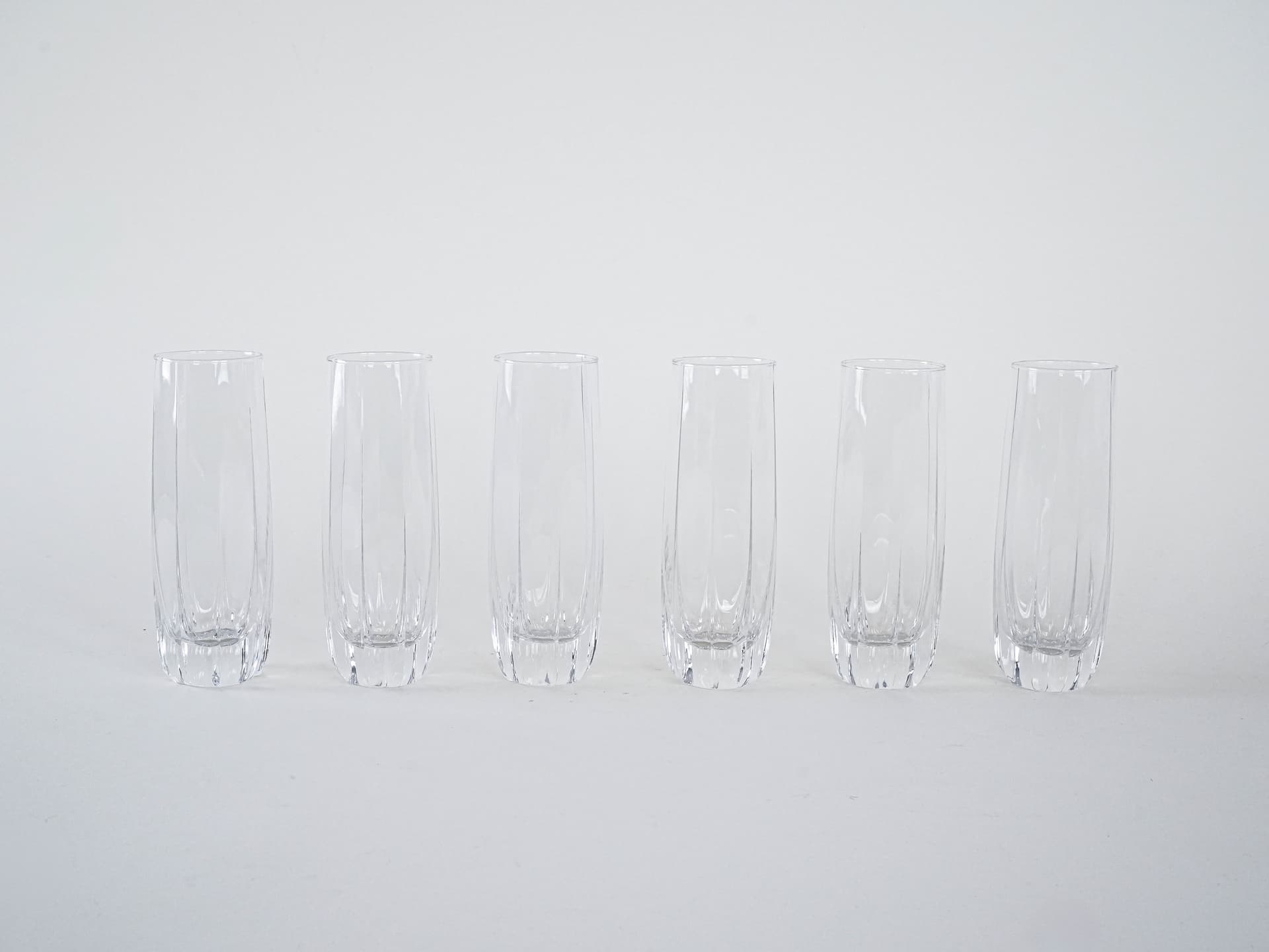 Komplet sześciu szklanek, transparentne szkło, Włochy, lata 60. - 277210