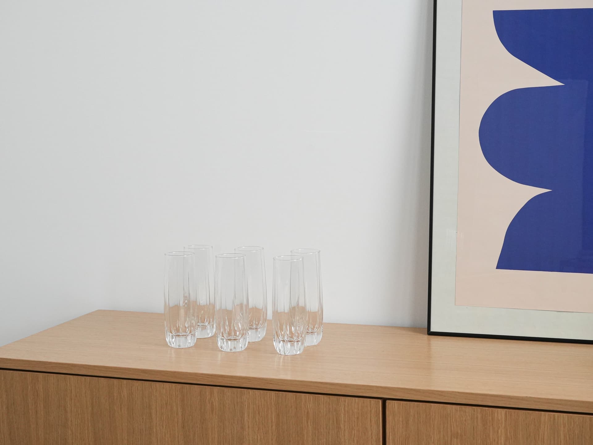 Komplet sześciu szklanek, transparentne szkło, Włochy, lata 60. - 277209